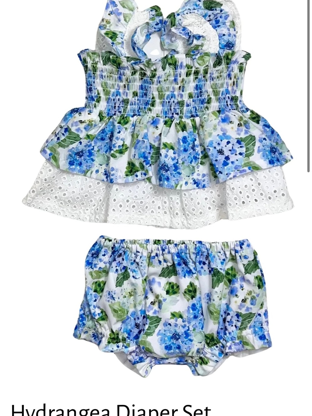 Baby Floral Smocked Ruffle Top - Blue & Green